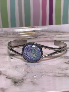 Handcrafted Purple Swirl Cuff Bracelet - Women Jewelry